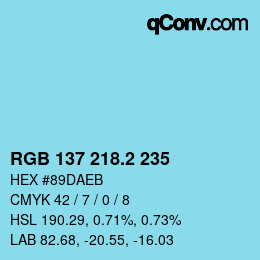 カラーコード: RGB 137 218.2 235 | qconv.com