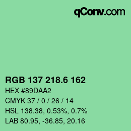 カラーコード: RGB 137 218.6 162 | qconv.com