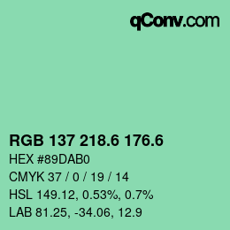 カラーコード: RGB 137 218.6 176.6 | qconv.com