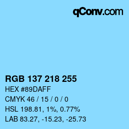 Color code: RGB 137 218 255 | qconv.com