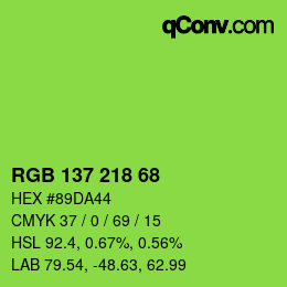 Color code: RGB 137 218 68 | qconv.com