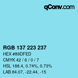 Color code: RGB 137 223 237 | qconv.com