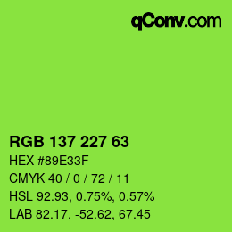 Color code: RGB 137 227 63 | qconv.com