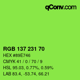 Farbcode: RGB 137 231 70 | qconv.com