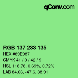 Color code: RGB 137 233 135 | qconv.com