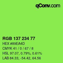 颜色代码: RGB 137 234 77 | qconv.com
