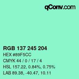 Farbcode: RGB 137 245 204 | qconv.com