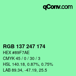 Color code: RGB 137 247 174 | qconv.com