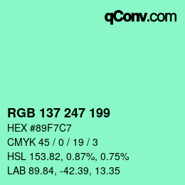 Color code: RGB 137 247 199 | qconv.com