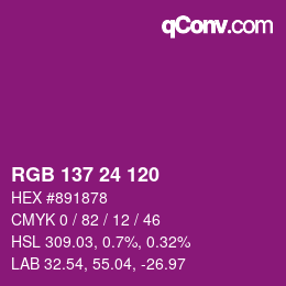 カラーコード: RGB 137 24 120 | qconv.com