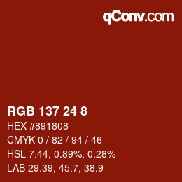 Color code: RGB 137 24 8 | qconv.com