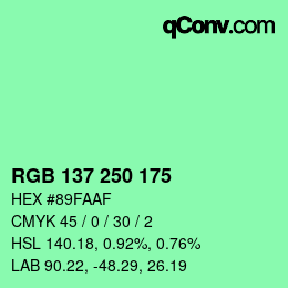 Color code: RGB 137 250 175 | qconv.com