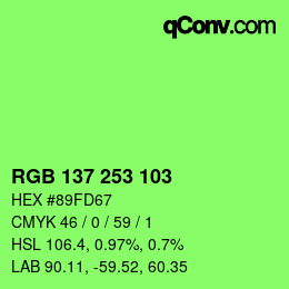 Color code: RGB 137 253 103 | qconv.com