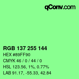 Color code: RGB 137 255 144 | qconv.com