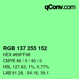 Color code: RGB 137 255 152 | qconv.com