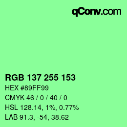 Color code: RGB 137 255 153 | qconv.com