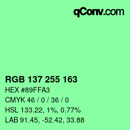 Color code: RGB 137 255 163 | qconv.com