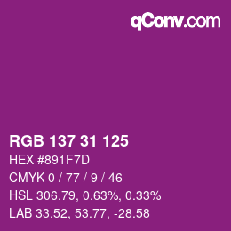 Color code: RGB 137 31 125 | qconv.com