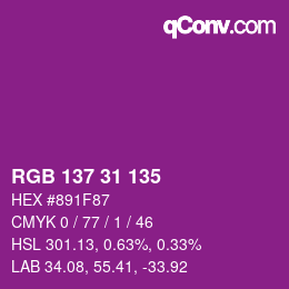 Color code: RGB 137 31 135 | qconv.com