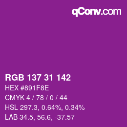 Color code: RGB 137 31 142 | qconv.com
