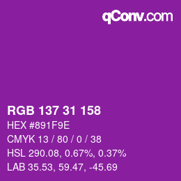 Color code: RGB 137 31 158 | qconv.com
