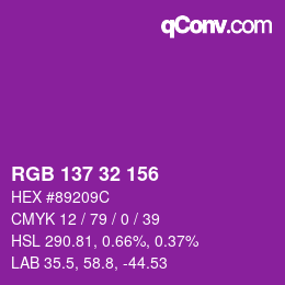 Color code: RGB 137 32 156 | qconv.com