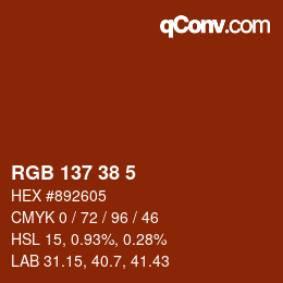 Código de color: RGB 137 38 5 | qconv.com