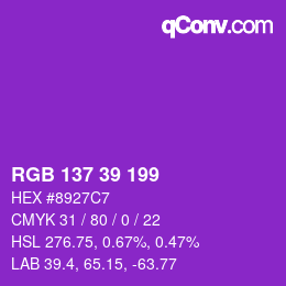 Color code: RGB 137 39 199 | qconv.com