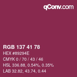 Farbcode: RGB 137 41 78 | qconv.com