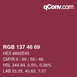 Color code: RGB 137 46 69 | qconv.com