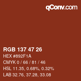 Color code: RGB 137 47 26 | qconv.com