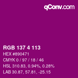 Color code: RGB 137 4 113 | qconv.com