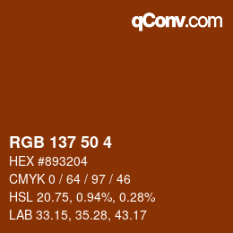 Color code: RGB 137 50 4 | qconv.com