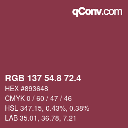カラーコード: RGB 137 54.8 72.4 | qconv.com
