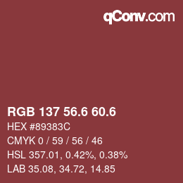 カラーコード: RGB 137 56.6 60.6 | qconv.com