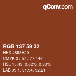 Color code: RGB 137 59 32 | qconv.com