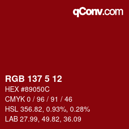 Farbcode: RGB 137 5 12 | qconv.com