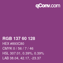 カラーコード: RGB 137 60 128 | qconv.com