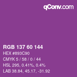 カラーコード: RGB 137 60 144 | qconv.com