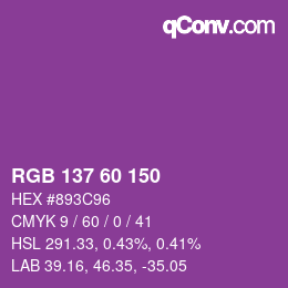 カラーコード: RGB 137 60 150 | qconv.com