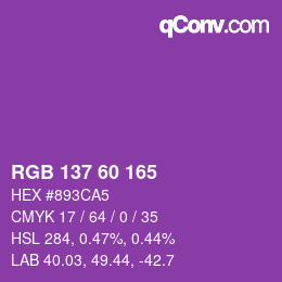 颜色代码: RGB 137 60 165 | qconv.com