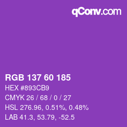 颜色代码: RGB 137 60 185 | qconv.com