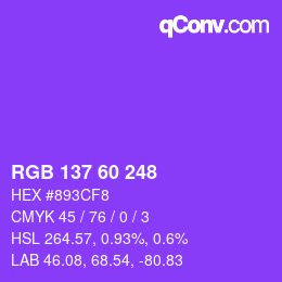 カラーコード: RGB 137 60 248 | qconv.com