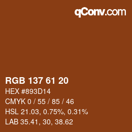 カラーコード: RGB 137 61 20 | qconv.com