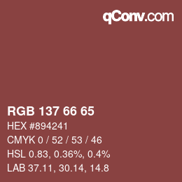 カラーコード: RGB 137 66 65 | qconv.com
