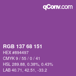 Color code: RGB 137 68 151 | qconv.com
