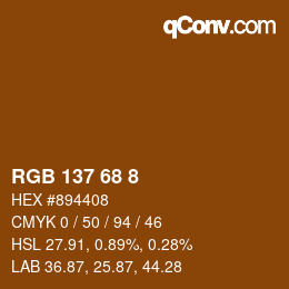 Color code: RGB 137 68 8 | qconv.com