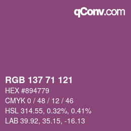 カラーコード: RGB 137 71 121 | qconv.com