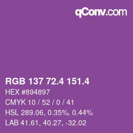 カラーコード: RGB 137 72.4 151.4 | qconv.com