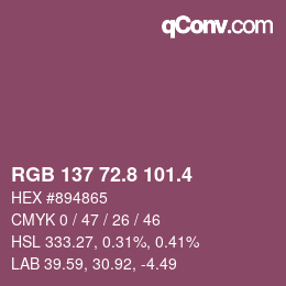 カラーコード: RGB 137 72.8 101.4 | qconv.com